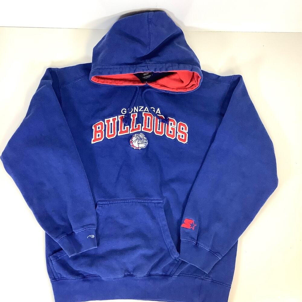 Vtg Starter Gonzaga Bulldogs Embroidered Hoodie Mens Med Blue Pullover Athletic